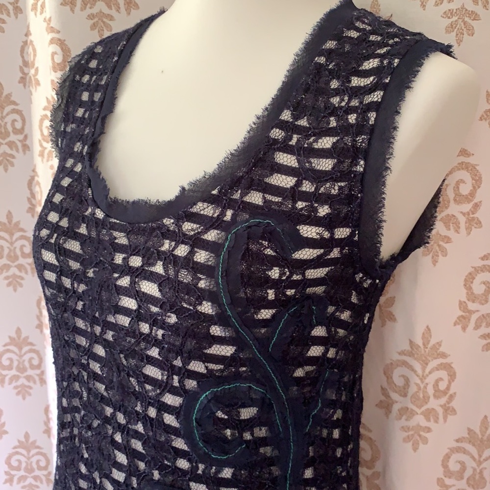 Meadow Rue Lacey overlay embroidered top S